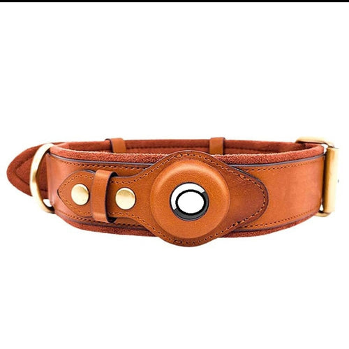 Leather AirTag Dog Collar